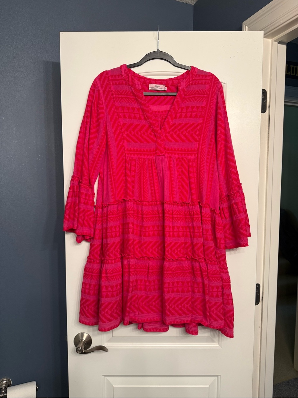 Devotion TWINS Fuchsia and Red Geometric Tunic